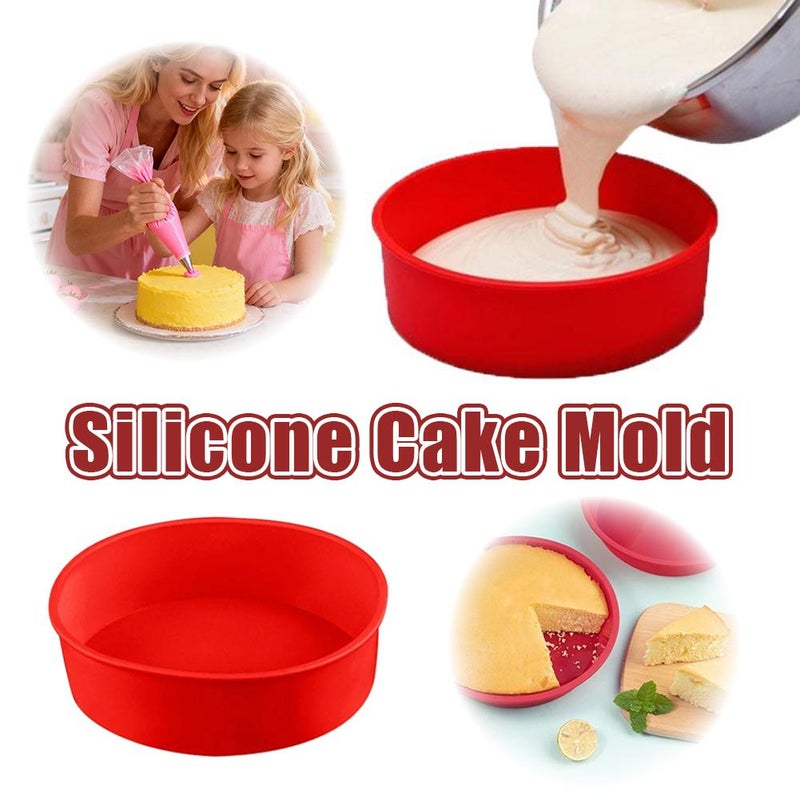 Silicone Cake Molds 8 Inch Round - Flexible Non-Stick Cake Pans for Baking, Easy-Release Dessert Pan for Home Bakers and Beginners (6inch) - Image 2
